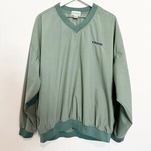 Izod Vintage V-Neck Pullover Nylon Golf Windbreaker Shirt Top Embroidered Vtg XL